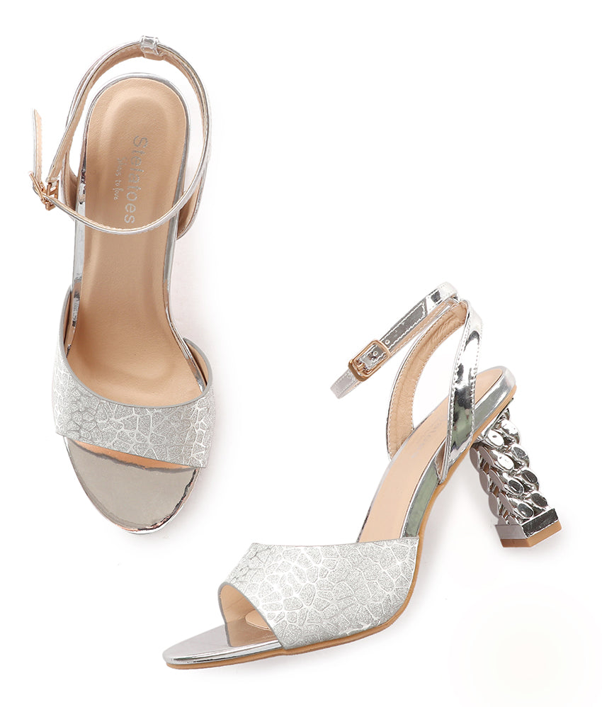 Buy Women Silver Party Slip Ons Online | SKU: 40-62-27-37-Metro Shoes