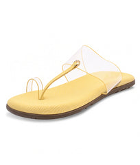 Women Yellow Casual One Toe Flats