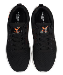 Women Black & Orange Fitness Sneakers