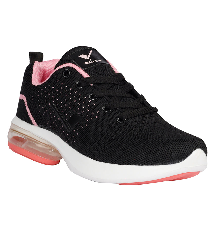 Women Black & Pink Fitness Sneakers