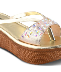 Women Gold Casual Wedges