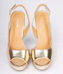 Women Gold Casual Peep Toes