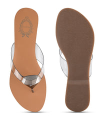 Women Grey Thong Cut Casual Sandals