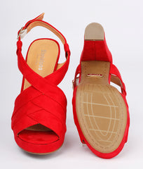Women Red Casual Peep Toes