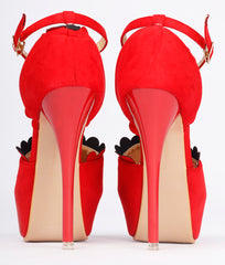 Women Red Party Peep Toes