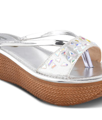 Women Silver Casual Wedges