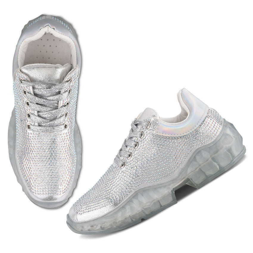 Women Silver Party Sneakers