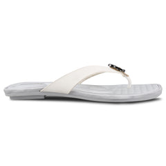 Women White Thong Cut Casual Sandals