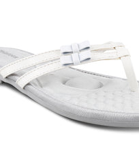 Women White Thong Cut Casual Sandals